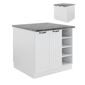 Vicco Îlot de cuisine Blanc campagne/blanc 90cm sans PT