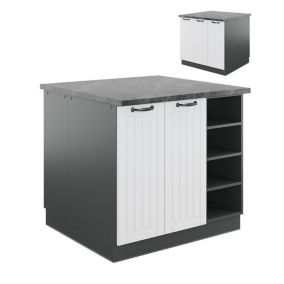 Vicco Îlot de cuisine Blanc cottage/anthracite 90cm sans PT