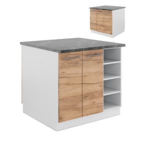 Vicco Îlot de cuisine Chêne doré/blanc 90cm sans PT