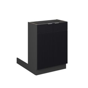 Vicco Îlot de cuisine Noir rayé 60cm sans PT