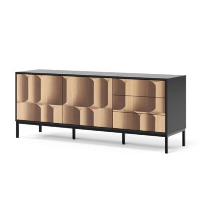 Vicco Lowboard noir/chêne 150x60cm avec 3 tiroirs