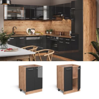 Meuble De Cuisine VICCO R-Line, éléments Haut Et Bas, Anthracite Ultra-brillant, Neuf