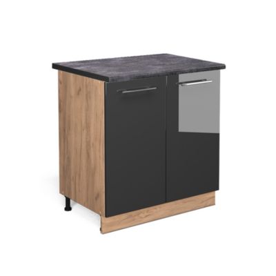Vicco Meuble bas de cuisine Anthracite Haute brillance 80cm avec ...