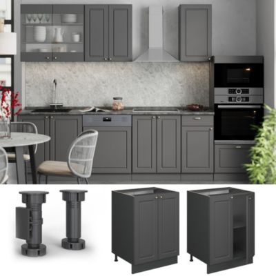 Vicco Meuble bas de cuisine Anthrazit-Gold Landhaus/Anthracite 60cm plan de travail Anthracite