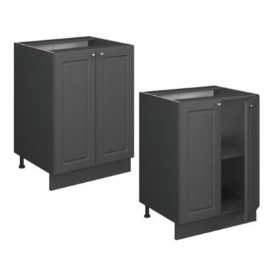 Vicco Meuble bas de cuisine Anthrazit-Gold Landhaus/Anthracite 60cm plan de travail Anthracite