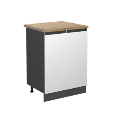 Vicco Meuble bas de cuisine Blanc 60cm , PT Chêne