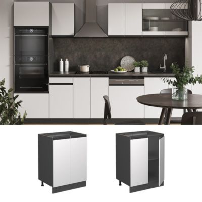 Vicco Meuble bas de cuisine Blanc 60cm , PT Chêne