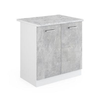 Vicco Meuble bas pour lévier Béton 80cm avec portes, avec PT