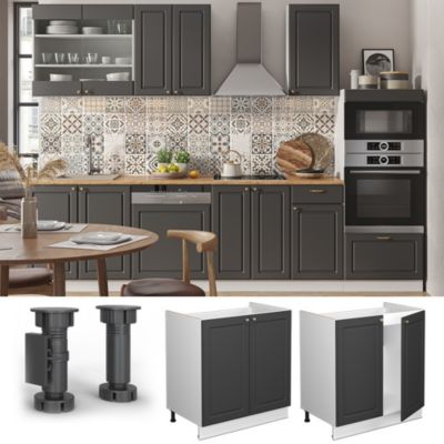 Vicco Meuble bas sous-évier Anthracite-or 80cm , PT Chêne