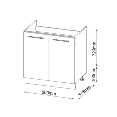 Vicco Meuble bas sous-évier Anthracite-or 80cm , PT Chêne