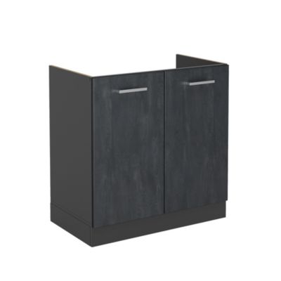 Vicco Meuble bas sous-évier Béton noir 80cm sans PT