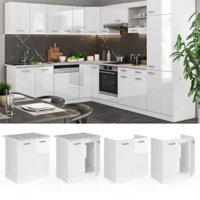 Meuble bas sous-évier R-Line Béton noir 80cm sans PT Vicco | Béton noir