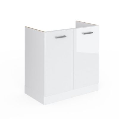 Vicco Meuble bas sous-évier Blanc Haute brillance 80cm sans PT