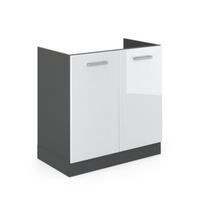 Vicco Meuble bas sous-évier Blanc Haute brillance 80cm sans PT