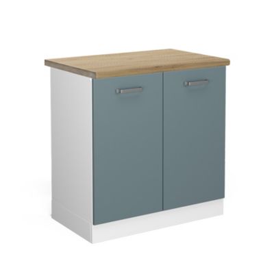 Vicco Meuble bas sous-évier Bleu-gris 80cm , PT Chêne