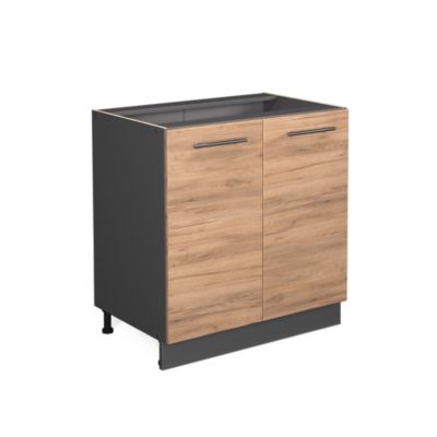 Vicco Meuble bas sous-évier Chêne de force doré 80cm avec étagère, sans PT