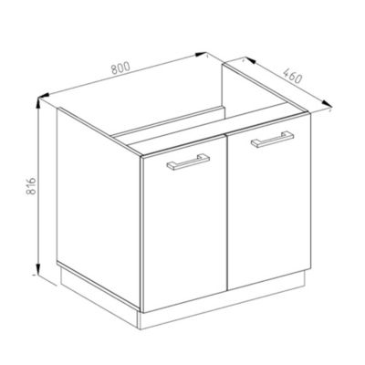 Vicco Meuble bas sous-évier Gris 80cm , PT Anthracite