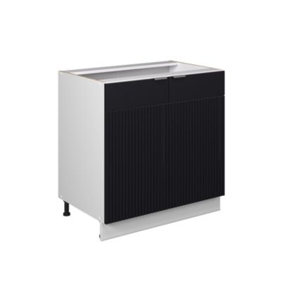 Vicco Meuble bas sous-évier Noir rayé 80cm avec étagère, sans PT