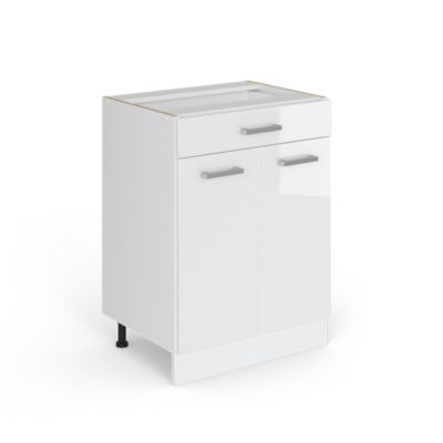 Vicco Meuble bas universel Blanc Haute brillance 60cm avec tiroirs, sans PT