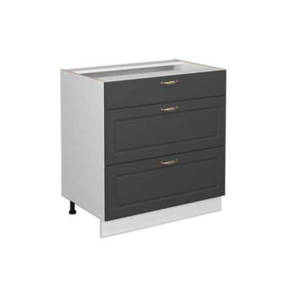 Vicco Meuble cuisine Anthracite-or 80cm avec 3 tiroirs, sans PT