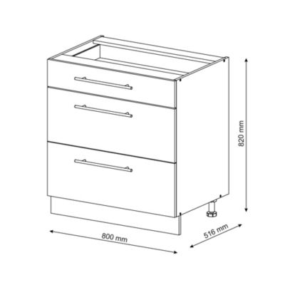 Vicco Meuble cuisine Anthracite-or 80cm avec 3 tiroirs, sans PT