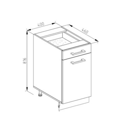 Vicco Meuble cuisine Chêne de force doré 40cm sans PT