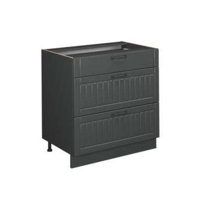 Vicco Meuble cuisine Gris foncé 80cm avec 3 tiroirs, PT Anthracite