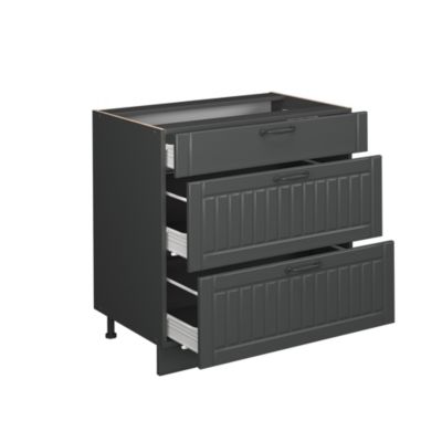 Vicco Meuble cuisine Gris foncé 80cm avec 3 tiroirs, PT Anthracite