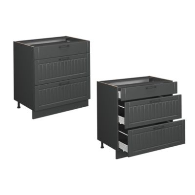 Vicco Meuble cuisine Gris foncé 80cm avec 3 tiroirs, PT Anthracite