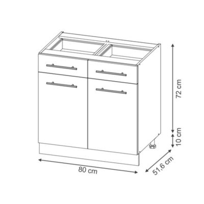 Vicco Meuble cuisine Gris foncé 80cm , PT Anthracite