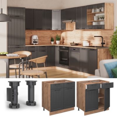 Vicco Meuble cuisine Gris foncé 80cm , PT Anthracite
