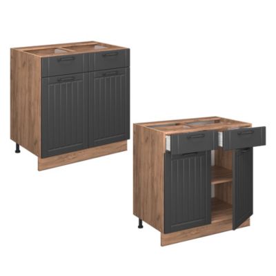 Vicco Meuble cuisine Gris foncé 80cm , PT Anthracite