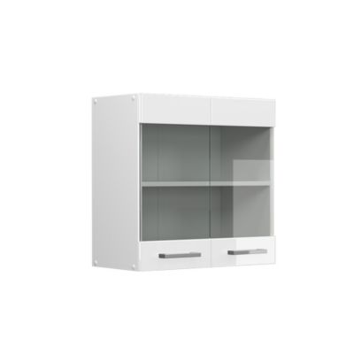 Vicco Meuble de cuisine haut vitré Blanc Haute brillance 60cm