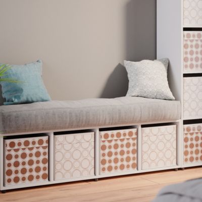 Vicco Meuble de rangement Blanc 142.5x36.2cm avec 2 boxes pliants opt.1