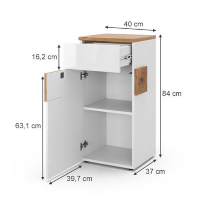 Vicco Meuble de rangement de salle de bain Blanc 40x84cm