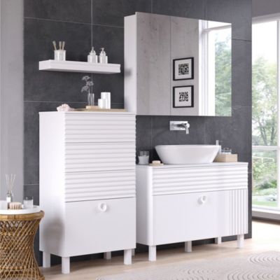 Ensemble Meuble De Salle De Bain VICCO Fynn – Blanc – 4 Pièces – Neuf