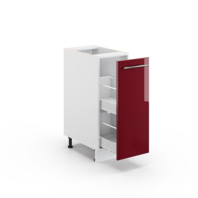 Vicco Meuble de rangement de salle de bain Rouge bordeaux Haute brillance 30x82cm sans PT