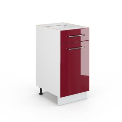 Vicco Meuble de rangement de salle de bain Rouge bordeaux Haute brillance 40x82cm sans PT