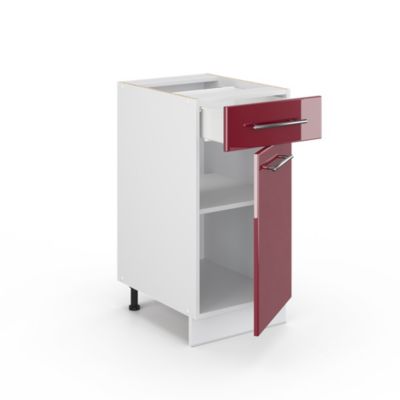 Vicco Meuble de rangement de salle de bain Rouge bordeaux Haute brillance 40x82cm sans PT