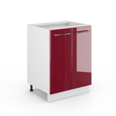 Vicco Meuble de rangement de salle de bain Rouge bordeaux Haute brillance 60x82cm sans PT