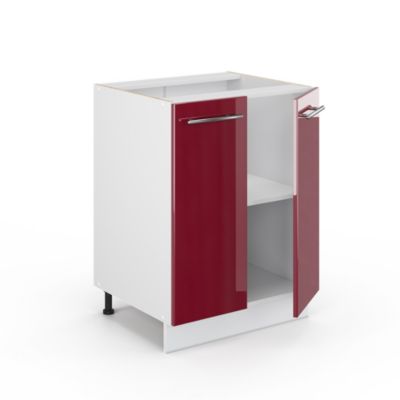 Vicco Meuble de rangement de salle de bain Rouge bordeaux Haute brillance 60x82cm sans PT
