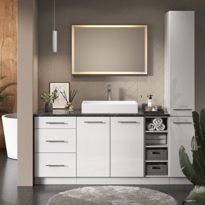 Vicco Meuble de rangement de salle de bain Rouge bordeaux Haute brillance 80x82cm sans PT