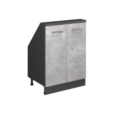 Vicco Meuble de rangement sous pente Béton/Anthracite avec 2 portes