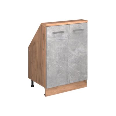 Vicco Meuble de rangement sous pente Béton/force dor Chêne avec 2 portes