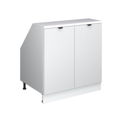 Vicco Meuble de rangement sous pente Blanc cannelé 80x81.6cm 2 portes, 60 cm de profondeur