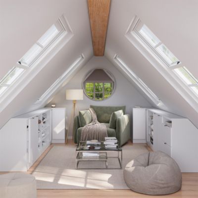 Vicco Meuble de rangement sous pente Blanc cannelé 80x81.6cm 2 portes, 60 cm de profondeur