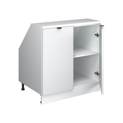 Vicco Meuble de rangement sous pente Blanc cannelé 80x81.6cm 2 portes, 60 cm de profondeur