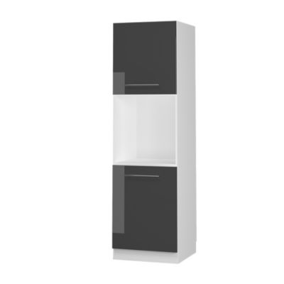 Vicco Meuble pour four Anthracite Haute brillance 60cm avec étagères ouvertes