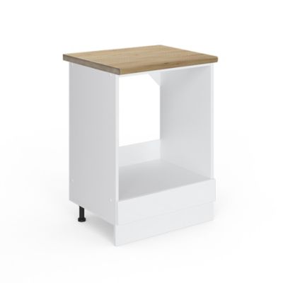 Vicco Meuble pour four Blanc Haute brillance 60cm , PT Chêne