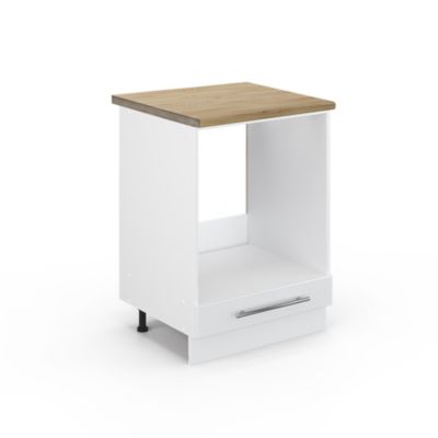 Vicco Meuble pour four Blanc Haute brillance 60cm , PT Chêne